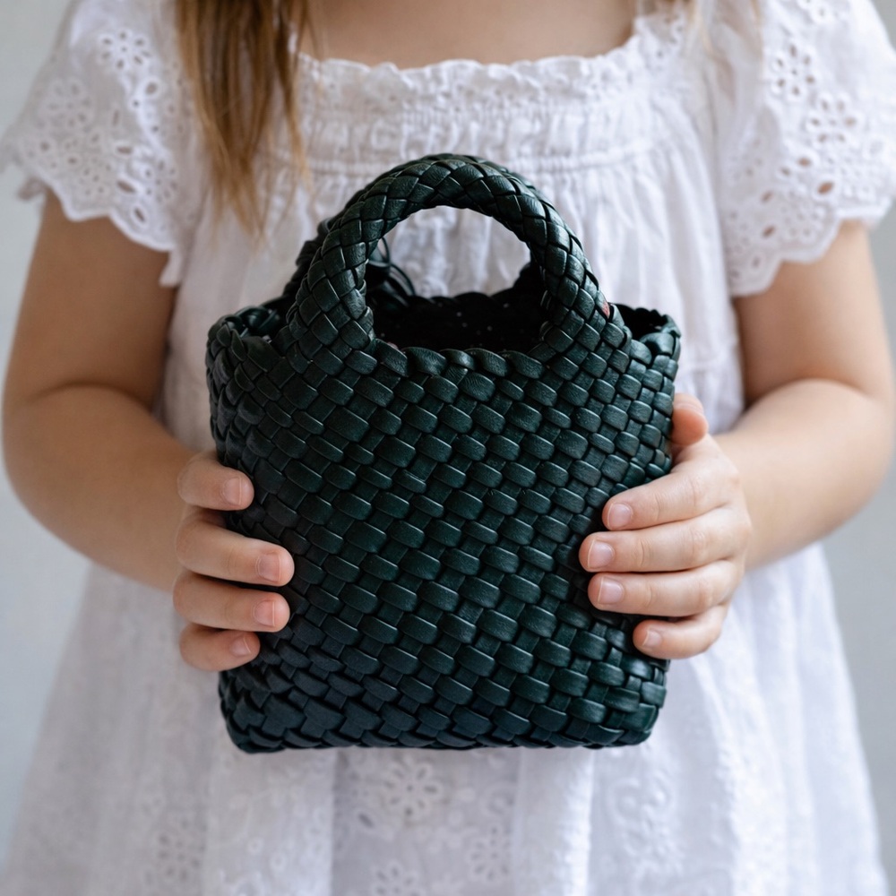 Braided Clutch with Coin Purse-Hunter Green